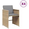 vidaXL Gartenst&uuml;hle mit Kissen 4 Stk. Beigemischung Poly Rattan