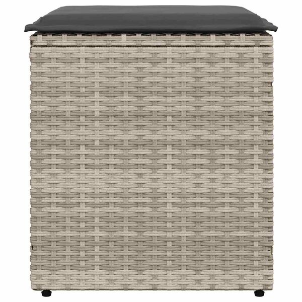 vidaXL Gartenhocker mit Kissen 2 Stk. Hellgrau 40x40x43 cm Poly Rattan