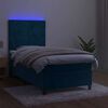 vidaXL Boxspringbett mit Matratze & LED Dunkelblau 100x200 cm Samt