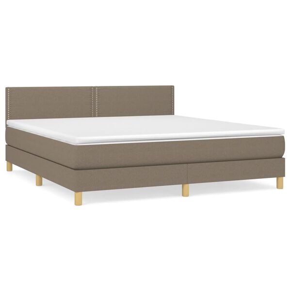 vidaXL Boxspringbett mit Matratze Taupe 180x200 cm Stoff
