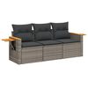vidaXL 3-tlg. Garten-Sofagarnitur mit Kissen Grau Poly Rattan