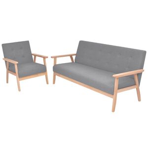 vidaXL Sofa-Set 2-tlg. Stoff Hellgrau