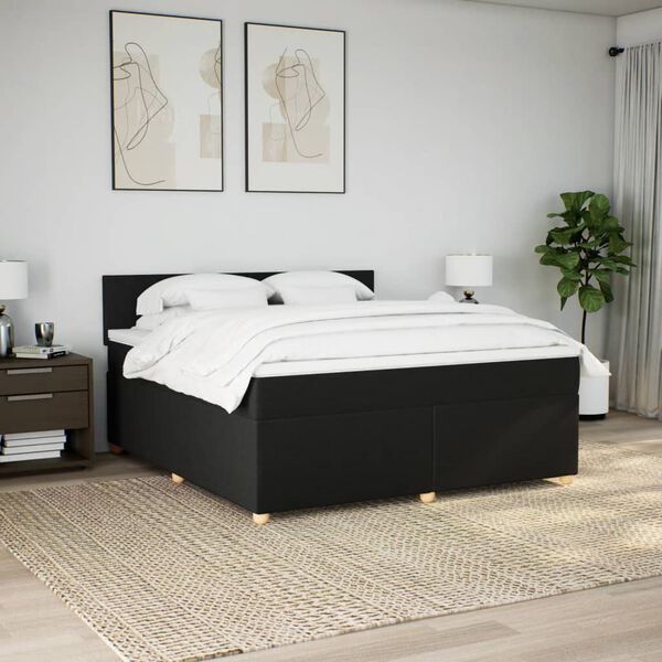vidaXL Boxspringbett mit Matratze Schwarz 180x200 cm Stoff