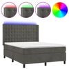 vidaXL Boxspringbett mit Matratze & LED Dunkelgrau 140x200 cm Samt