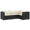vidaXL 4-tlg. Garten-Lounge-Set mit Kissen Schwarz Poly Rattan