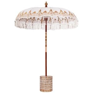 vidaXL Balinesischer Sonnenschirm mit Sockel Creme &Oslash; 180-190 cm