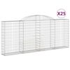 vidaXL Gabionen mit Hochbogen 25 Stk 300x30x120/140cm Verzinktes Eisen