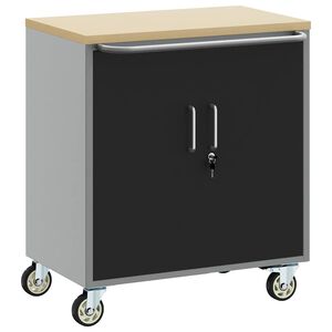 vidaXL Trolley Rolling Workbench Schwarz und Grau 75 x 45 x 85 cm