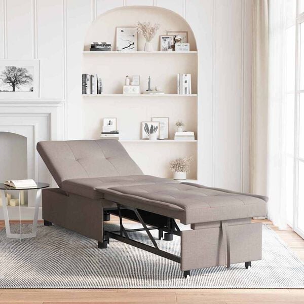 vidaXL Schlafsofa Ausziehbar Taupe 194 x 50 x 82 cm Stoff