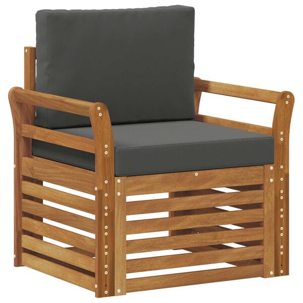 vidaXL Outdoor-Sofagarnitur Massives Akazienholz und Polyester Natur