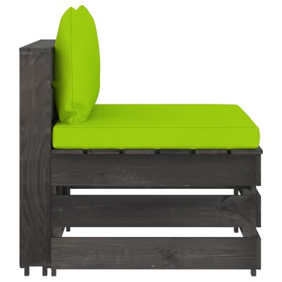 vidaXL 4-Sitzer Outdoor-Sofa mit Kissen Grau Imprägniertes Holz