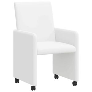 vidaXL Esszimmerst&uuml;hle mit Rollen 2 stk. Kunstleder Wei&szlig;