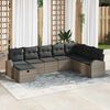 vidaXL Garten-Sofa-Set mit Kissen mit Speicher 8 pcs Grau Poly Rattan