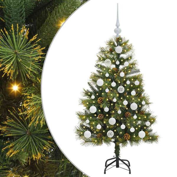 vidaXL Künstlicher Klapp-Weihnachtsbaum mit Tannenzapfen Grün 120 cm
