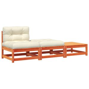 vidaXL Gartensofa ohne Armlehnen mit Kissen und Hockern