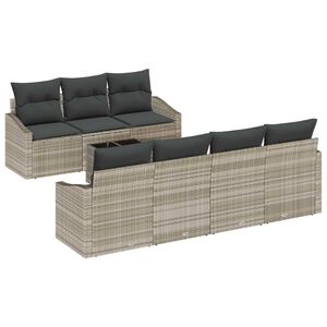 vidaXL Sofa Set mit Kissen mit Kissen 8 pcs Hellgrau Poly-Rattan