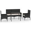 vidaXL 4-tlg. Garten-Lounge-Set mit Kissen Schwarz Poly Rattan