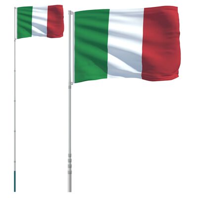 vidaXL Flagge Italiens mit Mast 5,55 m Aluminium