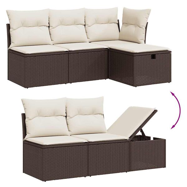 vidaXL 10-tlg. Garten-Sofagarnitur mit Kissen Braun Poly Rattan