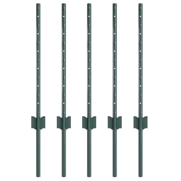 vidaXL Zaunpfosten 5 pcs Grün 60 cm Stahl