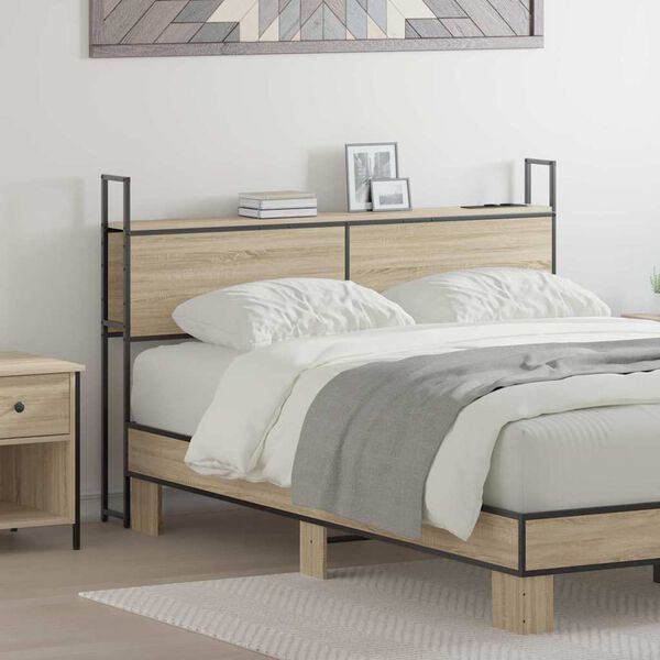 vidaXL Kopfteil mit Stauraum mit Ladestation Sonoma-Eiche 120 cm