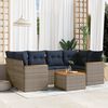 vidaXL 7-teiliges Gartensofa-Set mit Kissen, grau, Polyrattan