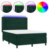 vidaXL Boxspringbett mit Matratze & LED Dunkelgr&uuml;n 140x200 cm Samt