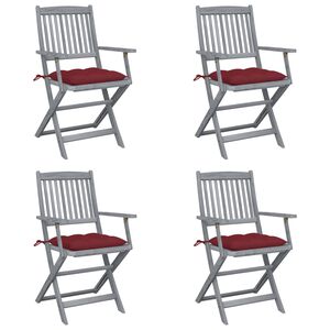vidaXL Klappbare Gartenst&uuml;hle 4 Stk. mit Kissen Massivholz Akazie