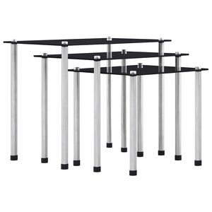 vidaXL Satztische 3 Stk. Schwarz Hartglas