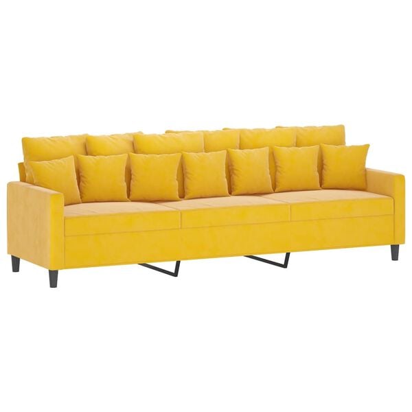 vidaXL 3-Sitzer-Sofa Gelb 210 cm Samt