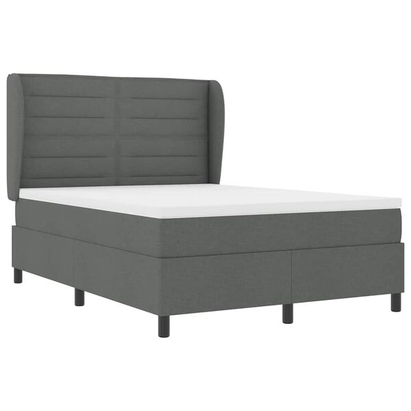 vidaXL Boxspringbett mit Matratze Dunkelgrau 140 x 190 cm Stoff