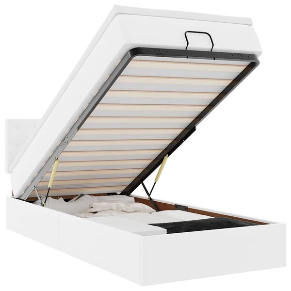 vidaXL Ottoman-Bett mit Matratzen & LEDs Reinwei&szlig; 90x200 cm Kunstleder