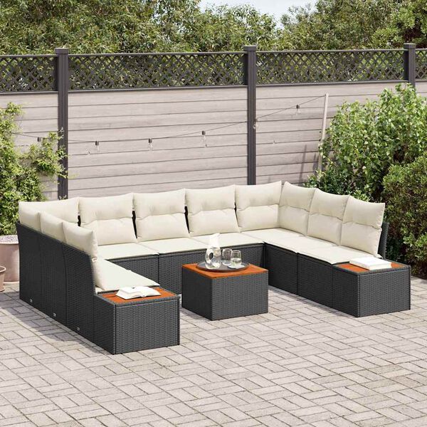 vidaXL Gartensofa-set mit Kissen 5 pcs Schwarz und Creme Polyrattan
