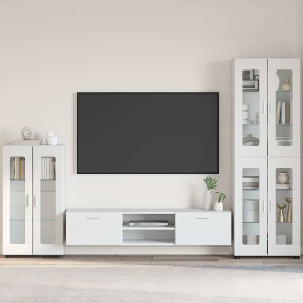 vidaXL Sideboard mit Regal FLORIN Hochglanz Wei&szlig; 55,5 x 29 x 103 cm