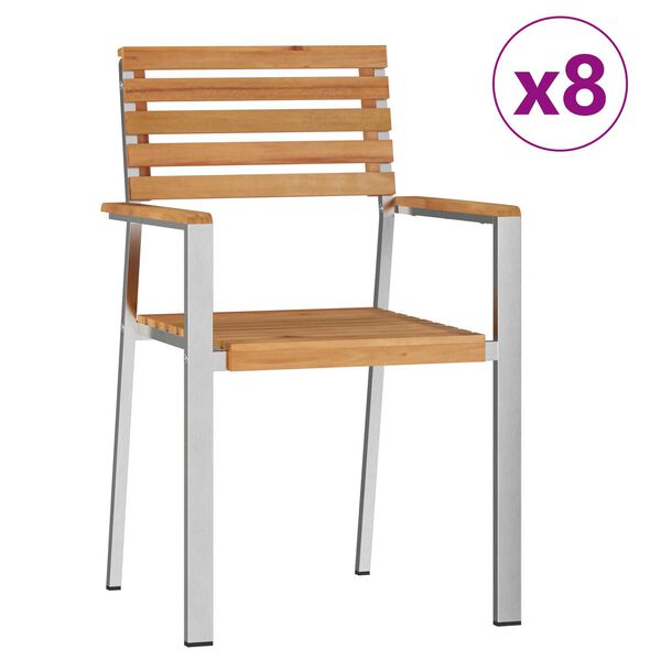 vidaXL Gartenstuhl 8 pcs &Ouml;l-Natur 56 x 54,5 x 87 cm Massivholz Teak