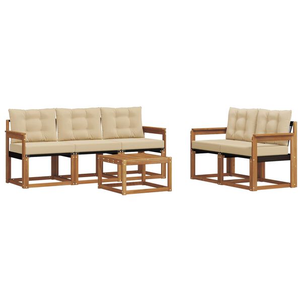 vidaXL Outdoor-Sofagarnitur mit Kissen 6 pcs Natur und Beige