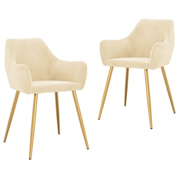 vidaXL Esszimmerst&uuml;hle 2 Stk. Creme Samt