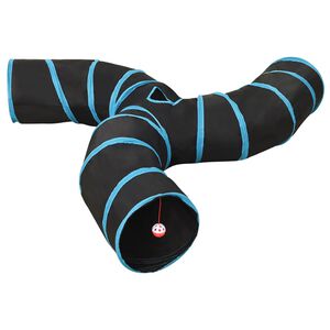 vidaXL Katzentunnel 3-Wege Schwarz und Blau 25 cm Polyester