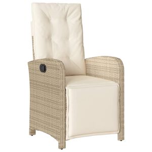 vidaXL Gartensessel mit Fu&szlig;teil Verstellbar Beige Poly Rattan