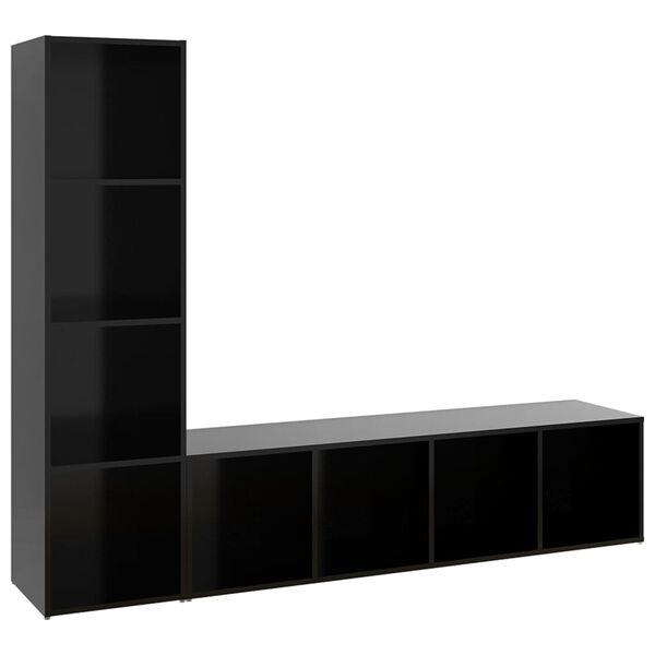 vidaXL TV-Schr&auml;nke 2 Stk. Schwarz 142,5x35x36,5cm Holzwerkstoff