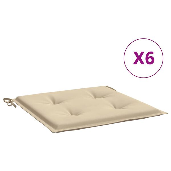 vidaXL Gartenstuhl-Kissen 6 Stk. Beige 50x50x4 cm Oxford-Gewebe