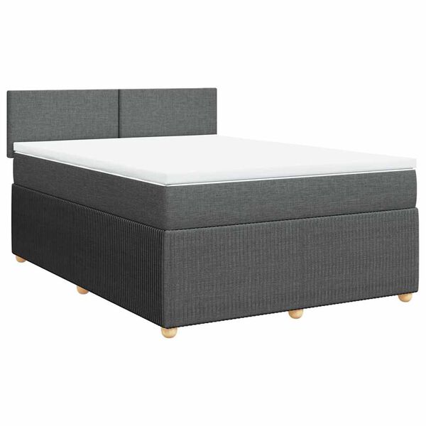 vidaXL Boxspringbett mit Matratze Dunkelgrau 160x200 cm Stoff