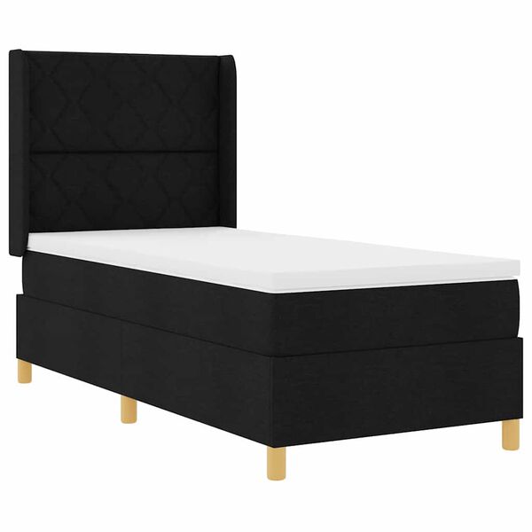 vidaXL Boxspringbett mit Matratze Schwarz 140 x 200 cm Stoff