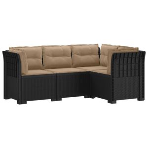 vidaXL 4-Sitzer Gartensofa mit Kissen Rattan-Look PP Anthrazit