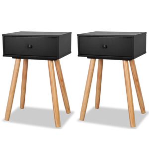 vidaXL Nachttische 2 Stk. Massivholz Kiefer 40x30x61 cm Schwarz
