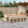 vidaXL 15-tlg. Garten-Essgruppe mit Kissen Beige Poly Rattan