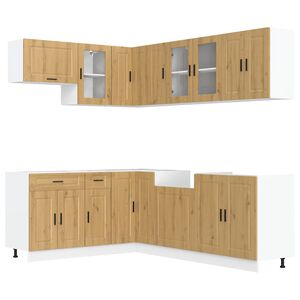 vidaXL 11-tlg. K&uuml;chenschrank-Set Porto Artisan-Eiche Holzwerkstoff