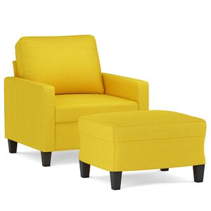 vidaXL Sessel mit Hocker Hellgelb 60 cm Stoff
