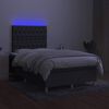 vidaXL Boxspringbett mit Matratze & LED Dunkelgrau 120x190 cm Stoff