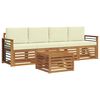 vidaXL Outdoor-Sofagarnitur 5 stk. Natur und Creme Massivholz Akazie